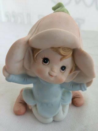 Homco Home Interior Pixie Elf Fairy Gnome Shelf Sitter Figurine 5615 Flower Hat