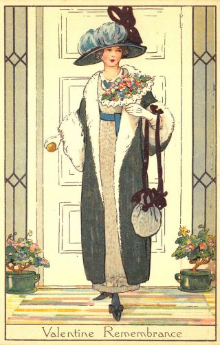 Raphael Tuck " Fair Women " Green Dress Valentine Remembrance Series 232 Postcard
