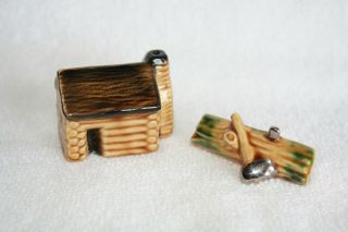 Arcadia Miniature Log Cabin And Axe And Log Mini Salt And Pepper Set