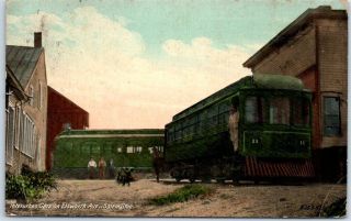 Salem Ohio Postcard " Interurban Cars On Ellsworth Avenue " Streetcar Trolley 1911