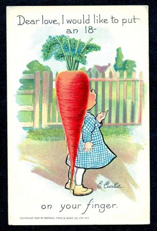Valentine Postcard Girl With Carrot Raphael Tuck Signed E.  Curtis
