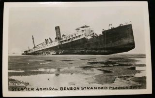 1950 Admiral Benson Shipwreck Peacock Spit Wa Columbia River Rppc Photo Postcard