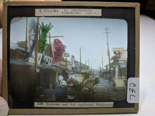 Colored Glass Magic Lantern Slide Cel Eutrema Japan Fish Sign Shidzuoka T Enami