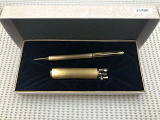 Y1480 Hadson Ballpoint Pen Lighter Gold Hair Line W/box