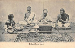 India Ethnic Goldsmiths At Work Native Men & Boy 1904 Printed Card