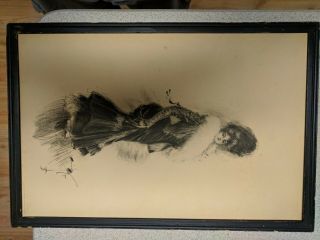 Harrison Fisher - Antique 1902 Girl Print/sketch Art Work Orginal - Signed