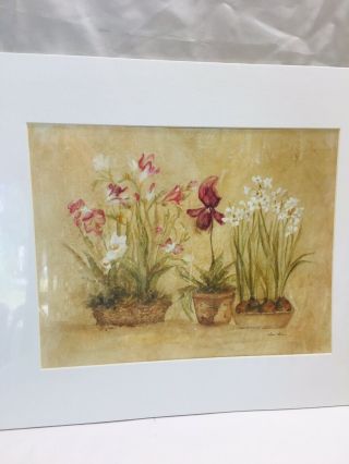 Vintage Cheri Blum 16x20 Matted Floral Print Orchid Flowers Art Work