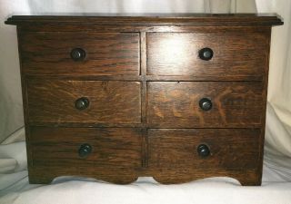 Miniature Tiger Oak Chest Of Drawers Jewellery Box Apprentice Piece