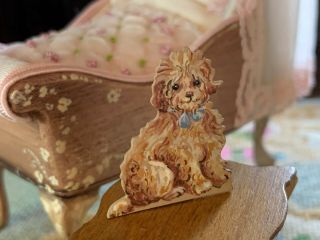 Vintage Miniature Dollhouse Karen Markland Fluffy Puppy Floor Or Shelf Sitter
