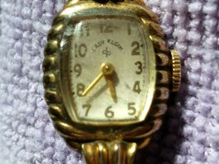 Vintage Lady Elgin - Band Is Flexlet 1/20 10k Yellow Gold Plated On Top - Runs