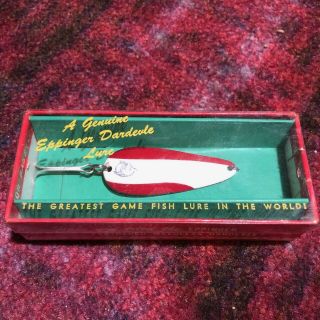 Eppinger Dardevle Vintage 216 Spoon Box Fishing Lure Bass Red 3 1/4 " Usa White