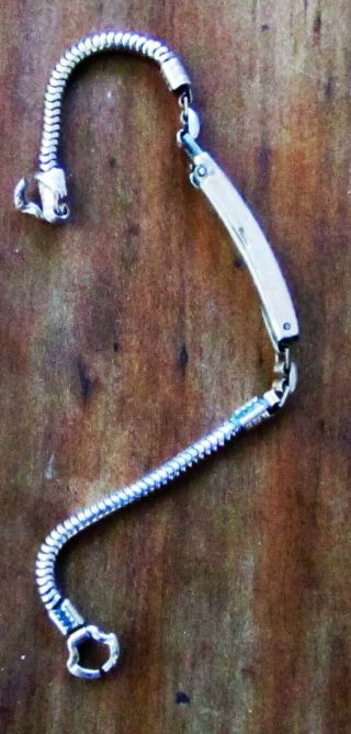 Vintage Silver Lined (gold Plated On Silver) Watch Strap