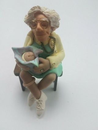 Diana Manning Shelf Sitter Doll - Clay Doll - Clay Figure - Grandma And Baby