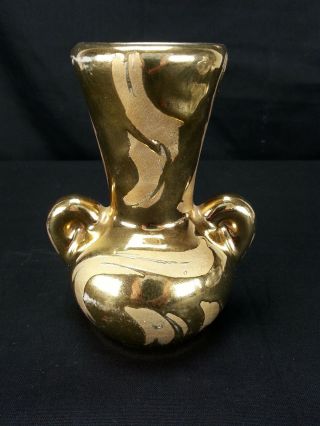 Double Handle Small Vase Swetye 22 Kt Gold Gild Gilt China Salem Ohio Vintage