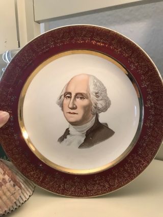 George Washington 7” Capsco Souvenir Plate 22k Gold