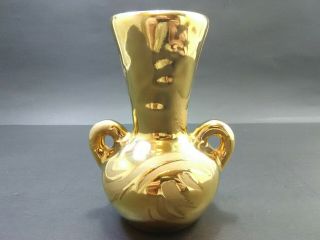 Double Handle Vase By Swetye,  22 Kt Gold Gilded,  Made In Salem Ohio,  Vintage