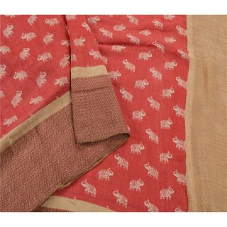 Sanskriti Vintage Red Saree 100 Pure Silk Woven Craft Fabric Printed Work Sari