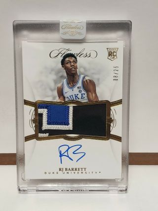 2019/20 Flawless Collegiate Rj Barrett Rpa 08/25 Duke Ny On Card Auto