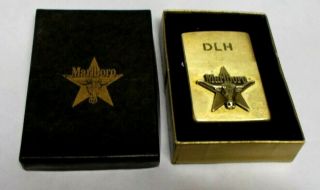 1992 Brass Marlboro Star And Longhorn Steer Zippo Lighter,  Never Fired