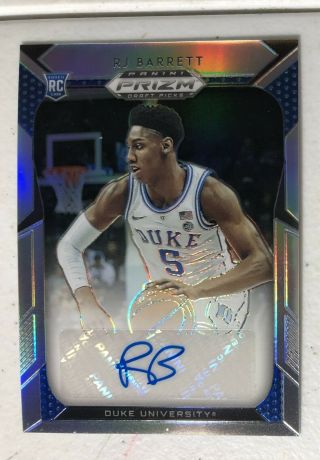 2019 - 20 Prizm Draft Rj Barrett Silver Auto Rc Duke York Knicks 1 Day