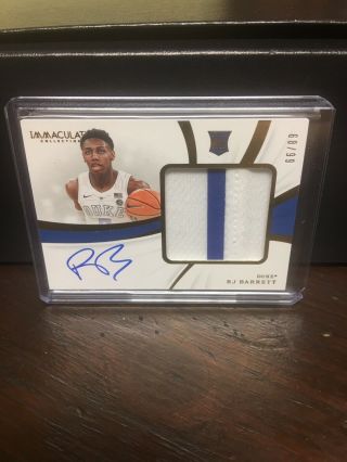 2019 - 20 Panini Immaculate Basketball Collegiate Rj Barrett Rc Auto Patch 49/99