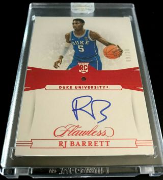 9/20 Rj Barrett 2019 - 20 Flawless Ruby Diamond Autograph Auto Rookie Rc Knicks