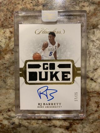 2019 - 20 Flawless Collegiate Rj Barrett Duke Rc Rookie Jersey Auto 17/25