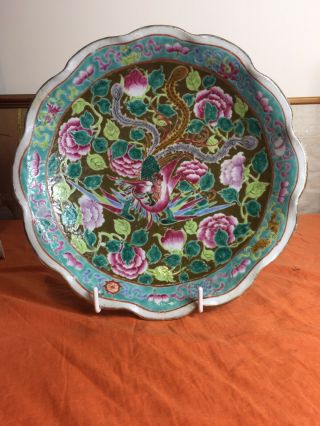 Large Antique Chinese Peranakan Nyonya Strait Famille Rose High Foot Bowl