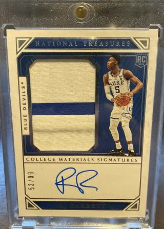 2019 - 20 National Treasures Rj Barrett Rpa Auto ’d/99 Duke