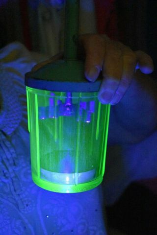 Vtg Lorrain Metal Co Green Uranium Glass Food Chopper Jar All Parts