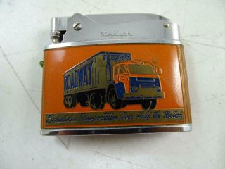 Vintage Advertising Lighter Hadson Roadway Express Trucking Semi Tractor Trailer