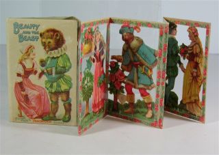 C1907 Complete Uncut Raphael Tuck Paper Doll / Toy Book Beauty & The Beast Scrap