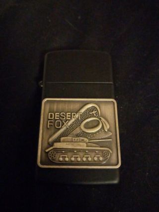 Desert Fox Black Slim Zippo Military Never Been Fueled Fully