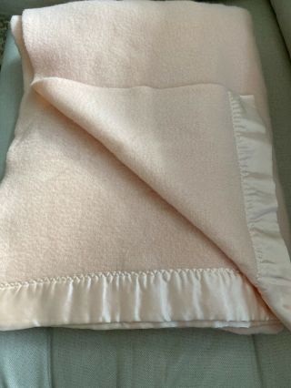 Vintage Acrylic Pale Pink Satin Trim Blanket Satin Trim 64 X 86 Twin Usa