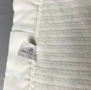 Vintage Baby Waffle Weave Blanket Nylon Trim White Crib Made Usa 100 Acrylic