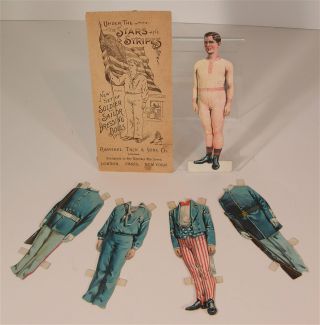 1890s Raphael Tuck Set Of Paper Dolls American Soldiers - Under Stars & Stripes