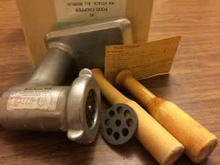 Vintage Metal Hobart Kitchenaid Food Chopper Meat Grinder Attachment 2 Pushers