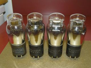 4 Vintage Sylvania Type 26 Radio/audio Tubes,  Strong On Amplitrex