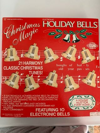 Vintage Christmas Magic Holiday Bells Musical Plays Carols Electronic Ornaments
