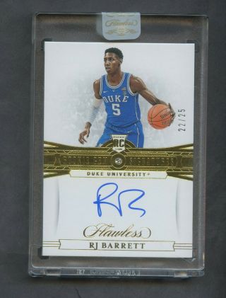 2019 - 20 Flawless Collegiate Diamond Gems Rj Barrett Duke Rc Rookie Auto 22/25