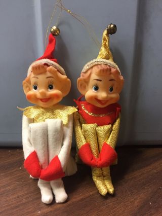 Vintage Japan Christmas Elf Knee Hugger Large 12 Inch Shelf Sitter Tree Ornament