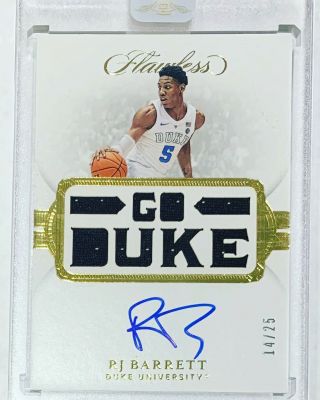 Rj Barrett 2019 - 20 Flawless Auto Autograph Rc Jersey Patch Go Duke /25 Ny Knick