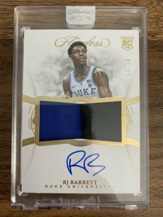 2019 - 20 Flawless Rj Barrett Rookie Patch Autograph Gold Ssp /10 Knicks Rc Auto
