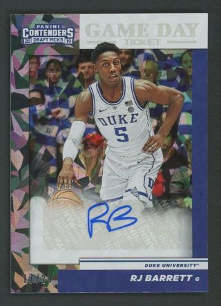 2019 - 20 Contenders Cracked Ice Game Day Ticket Rj Barrett Rc Auto /23