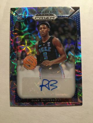 Rj Barrett /25 Auto Blue Camo Refractor 2019 - 20 Panini Prizm Draft Picks Knicks
