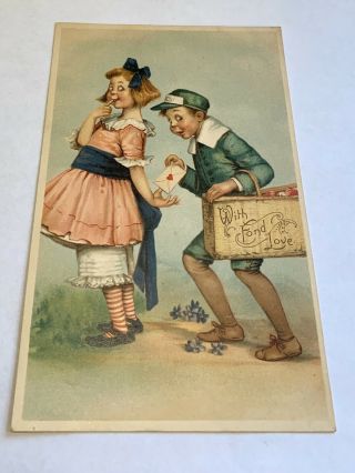 Vintage Raphael Tuck Valentine Postcard - Frances Brundage - Girl With Postman