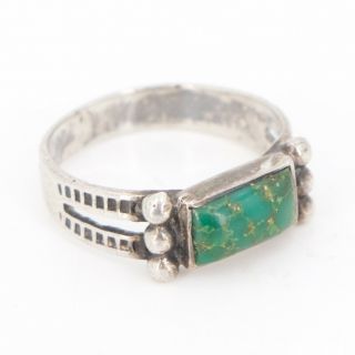 Vtg Sterling Silver - Navajo Turquoise Stone Stamped Ring Size 8 - 3g