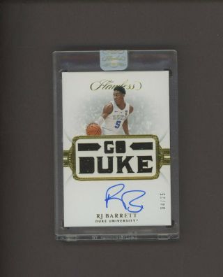 2019 - 20 Flawless Team Slogan Rj Barrett Duke Rc Multi Jersey Auto 4/25