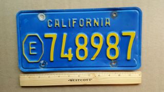 License Plate,  California,  Stop - Sign E (exempt) 1970 Base,  748987