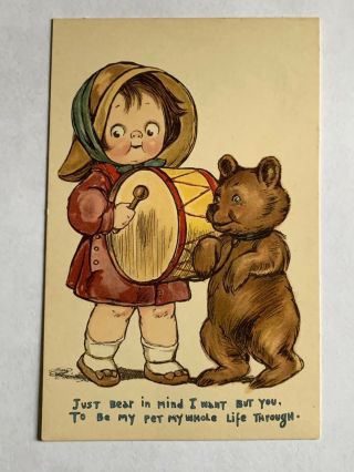 Vintage Raphael Tuck Postcard - Grace Drayton - Girl With Bear 242